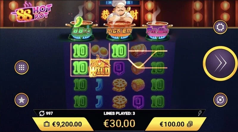 88 Hot Pot - dobitak s Wild simbolom na četvrtom valjku